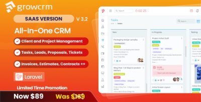 Grow CRM SaaS - Laravel Project Management - Multitenancy