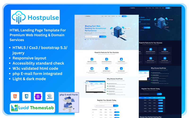 HostPulse - Premium Web Hosting and Domain Services Landing Page Template | HTML, Bootstrap 5.3 HostPulse - Premium Web Hosting and Domain Services Landing Page Template | HTML, Bootstrap 5.3