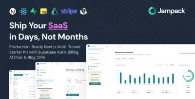 Jampack - Next.js SaaS Starter Kit | Multi-Tenancy with Supabase Auth, Billing, AI Chat & Blog CMS