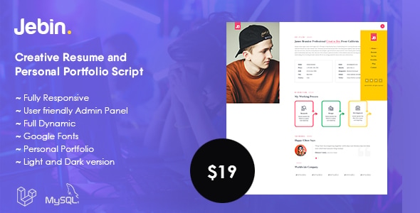 Jebin - Creative Resume Personal Portfolio Script Jebin - Creative Resume Personal Portfolio Script