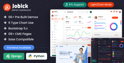 Jobick - Django Job Admin Dashboard Bootstrap Template + FrontEnd
