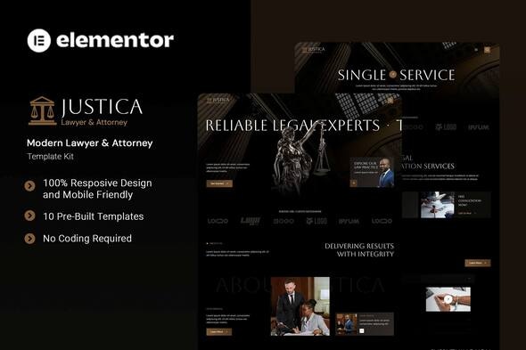 Justica - Modern Lawyer & Attorney Elementor Template Kit Justica - Modern Lawyer & Attorney Elementor Template Kit