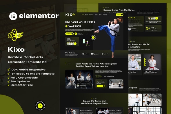 Kixo - Karate & Martial Arts School Elementor Template Kit Kixo - Karate & Martial Arts School Elementor Template Kit