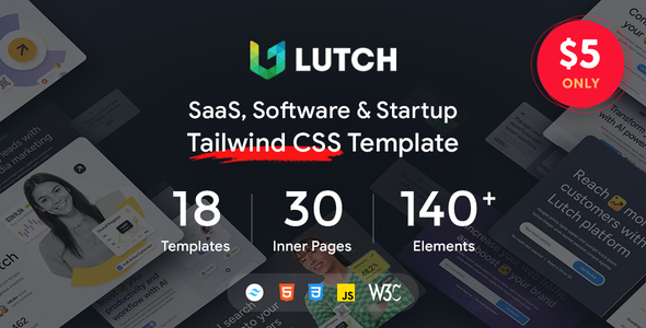 Lutch - SaaS, Software & Startup Tailwind CSS Template Lutch - SaaS, Software & Startup Tailwind CSS Template