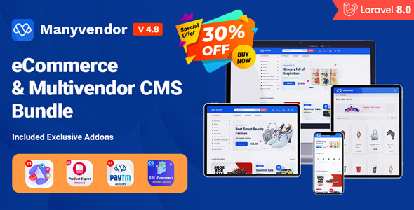 Manyvendor - eCommerce & Multivendor CMS Bundle Manyvendor - eCommerce & Multivendor CMS Bundle