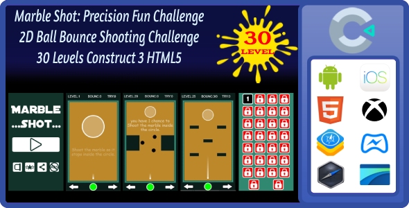 Marble Shot: Precision Fun Challenge 2D Ball Bounce Shooting Challenge 30 Levels Construct 3 HTML5 Marble Shot: Precision Fun Challenge 2D Ball Bounce Shooting Challenge 30 Levels Construct 3 HTML5