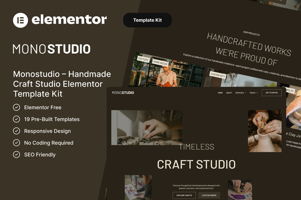 Monostudio – Handmade Craft Studio Elementor Template Kit Monostudio – Handmade Craft Studio Elementor Template Kit