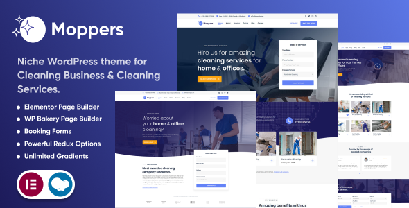 Moppers - Cleaning Company and Services WordPress Theme Moppers - Cleaning Company and Services WordPress Theme