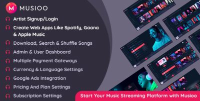 Musioo Music Streaming Platform Laravel Script