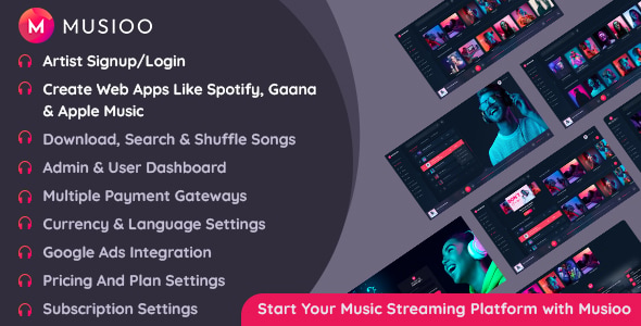Musioo Music Streaming Platform Laravel Script Musioo Music Streaming Platform Laravel Script