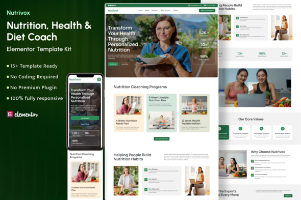 Nutrivox - Nutrition Health & Diet Coach Elementor Template Kit Nutrivox - Nutrition Health & Diet Coach Elementor Template Kit