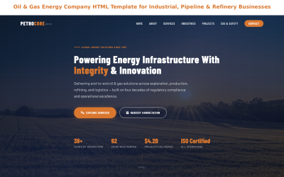 Oil & Gas Energy Company HTML Template for Industrial, Pipeline & Refinery Businesses