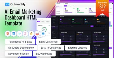 Outreachly - AI Email Marketing Dashboard HTML Template