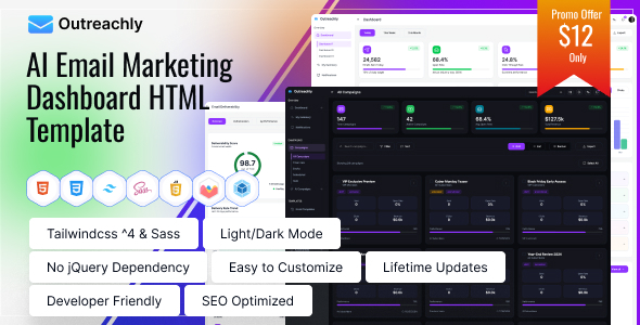 Outreachly - AI Email Marketing Dashboard HTML Template Outreachly - AI Email Marketing Dashboard HTML Template
