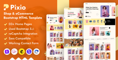 Pixio - Shop & eCommerce Bootstrap HTML Template