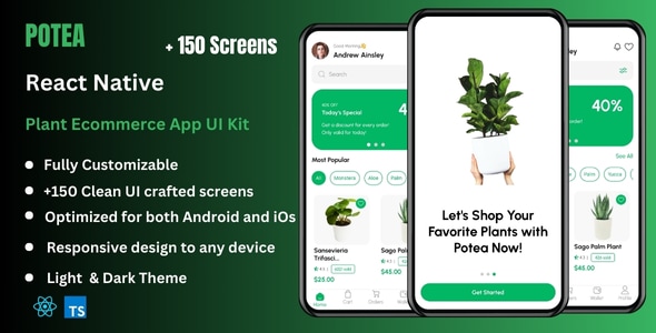 Potea - Plant Ecommerce & Online Store React Native CLI Ui Kit Potea - Plant Ecommerce & Online Store React Native CLI Ui Kit