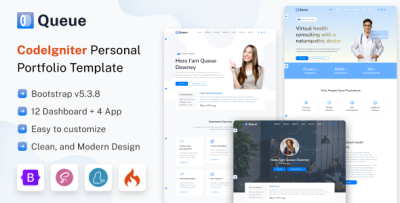 Queue - CodeIgniter Personal Portfolio Template