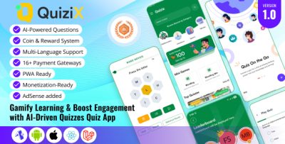 QuiziX - AI Quiz & Trivia Game | React Native Mobile App (Requires QuiziX Platform)