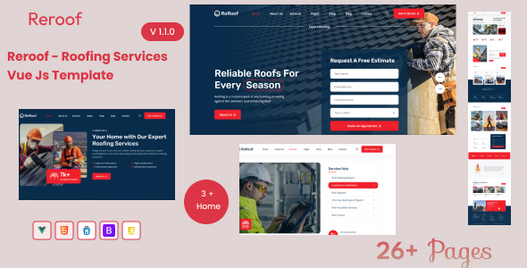 Reroof - Roofing Services Vue Js Template Reroof - Roofing Services Vue Js Template