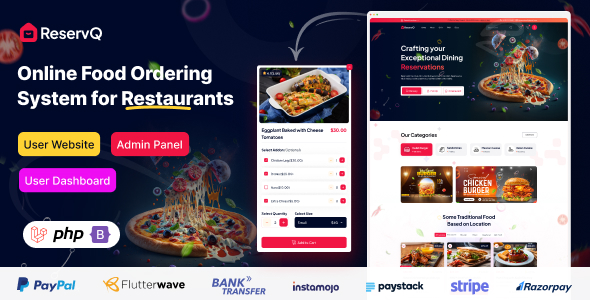 Reservq - Online Food Ordering System for Restaurants Laravel Script Reservq - Online Food Ordering System for Restaurants Laravel Script