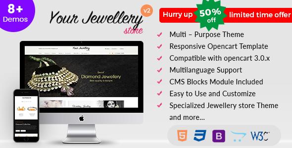 Responsive OpenCart Theme Template - Jewelry Responsive OpenCart Theme Template - Jewelry