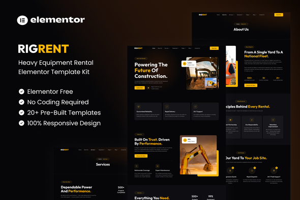 Rigrent - Heavy Equipment Rental Elementor Template Kit Rigrent - Heavy Equipment Rental Elementor Template Kit