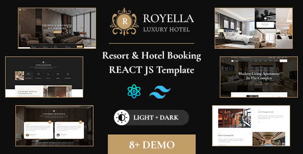 Royella - Resort and Hotel Boking React Tailwind Website Template Royella - Resort and Hotel Boking React Tailwind Website Template