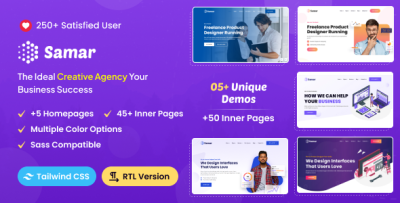 Samar - Tailwind CSS Creative Agency Template + RTL