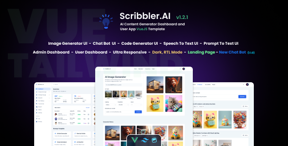 Scribbler.AI - AI Content Generator Dashboard and User App Vue JS Template Scribbler.AI - AI Content Generator Dashboard and User App Vue JS Template