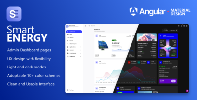 SmartEnergy - Angular Material Admin Dashboard UI Template for Energy Monitoring & SaaS Apps