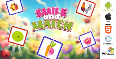 Smile and Match Educational Puzzle Game Template Construct 3