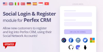 Social Media Login module for Perfex - Register and Log-in using social networks
