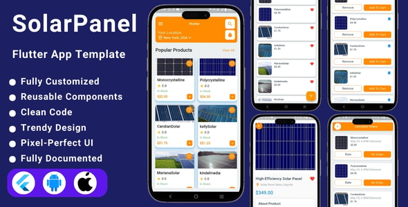 Solar & Solar Panel App Flutter Template E-Commerce Store | Solar Energy App Flutter Solar & Solar Panel App Flutter Template E-Commerce Store | Solar Energy App Flutter