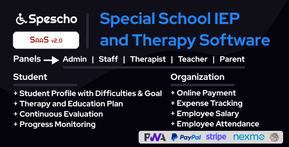 Spescho - Special School IEP and Therapy Software Spescho - Special School IEP and Therapy Software