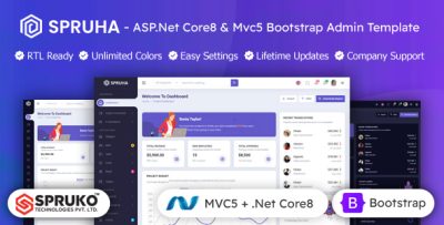 Spruha - ASP.Net Core8 & MVC5 Bootstrap Admin Template