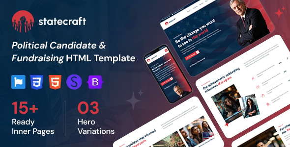 Statecraft - Political Candidate & Fundraising HTML Template Statecraft - Political Candidate & Fundraising HTML Template