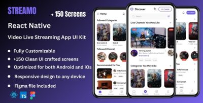 Streamo - Video Live Streaming React Native Expo App Ui Kit