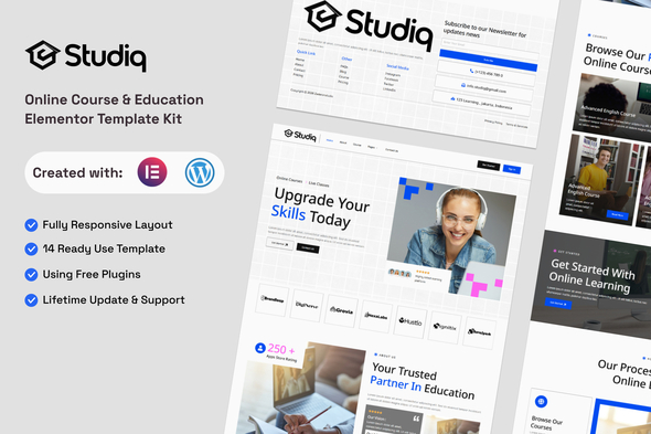 Studiq - Online Course & Education Elementor Template Kit Studiq - Online Course & Education Elementor Template Kit