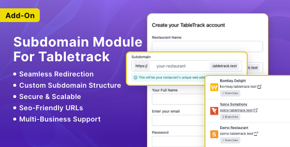 Subdomain Module for Tabletrack Subdomain Module for Tabletrack