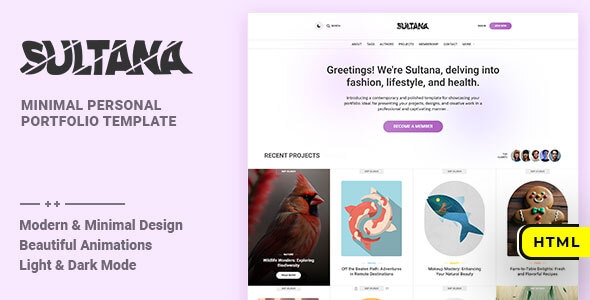 Sultana - Minimal Personal Portfolio HTML Template Sultana - Minimal Personal Portfolio HTML Template