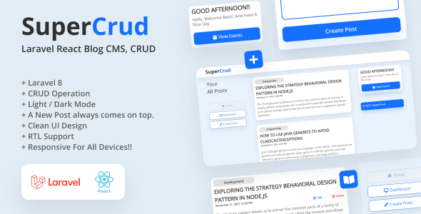 SuperCrud - Laravel React Blog CMS, Crud Builder SuperCrud - Laravel React Blog CMS, Crud Builder