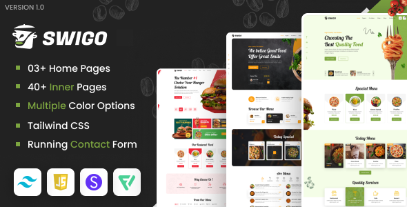 Swigo - Fast Food And Restaurant Tailwind CSS Template Swigo - Fast Food And Restaurant Tailwind CSS Template