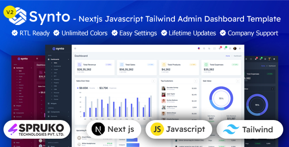 Synto - Nextjs Javascript Tailwind Admin Portal Template Synto - Nextjs Javascript Tailwind Admin Portal Template