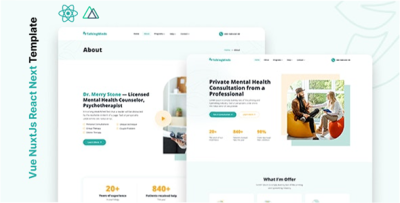 Talking Minds - Psychotherapist Vue NuxtJs React NextJs Template