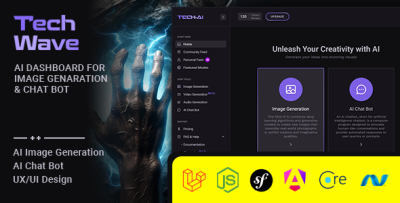TechWave - AI Laravel, Angular 20, Symfony & Node Dashboard for Image Generation & Chat Bot