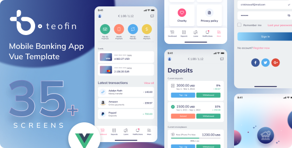 Teofin - Vue.js Banking & Finance PWA Teofin - Vue.js Banking & Finance PWA