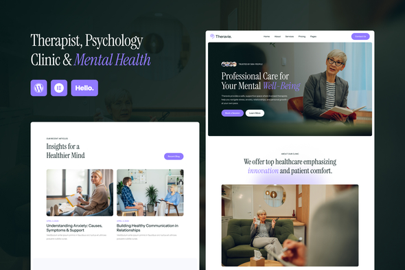 Theravie - Therapist Psychology Clinic & Mental Health Elementor Template Kit Theravie - Therapist Psychology Clinic & Mental Health Elementor Template Kit
