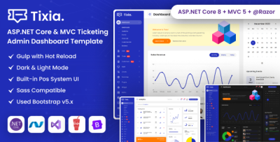 Tixia - ASP.NET Core & MVC Ticketing Admin Dashboard Template