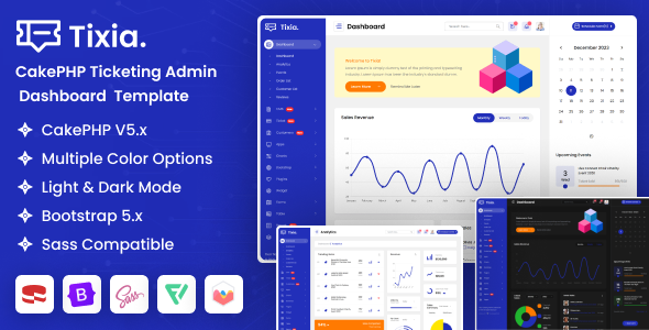 Tixia - CakePHP Ticketing Admin Dashboard Template Tixia - CakePHP Ticketing Admin Dashboard Template