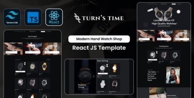 Turnstime - Modern Hand Watch Shop eCommerce Tailwind React JS Template